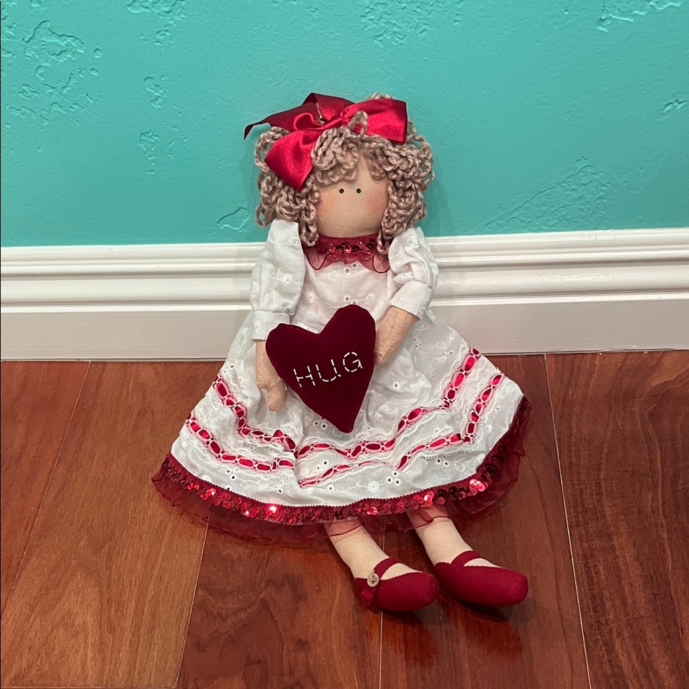 Valentine's Doll with Red "Hug" Heart